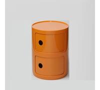 Générique Componibili 2/3/4 Portes Table D'appoint avec Porte Coulissante Meuble Conteneur Léger Et Pratique Table De Chevet Plastique Ronde Étagères avec Tiroirs Armoire Rangement(Orange,2 Tier)