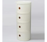 Générique Componibili 2/3/4 Portes Table D'appoint avec Porte Coulissante Meuble Conteneur Léger Et Pratique Table De Chevet Plastique Ronde Étagères avec Tiroirs Armoire Rangement(Beige,4 Tier)