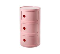 Générique Componibili 2/3/4 Portes Table D'appoint avec Porte Coulissante Meuble Conteneur Léger Et Pratique Table De Chevet Plastique Ronde Étagères avec Tiroirs Armoire Rangement(Pink,3 Tier)