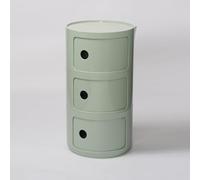 Générique Componibili 2/3/4 Portes Table D'appoint avec Porte Coulissante Meuble Conteneur Léger Et Pratique Table De Chevet Plastique Ronde Étagères avec Tiroirs Armoire Rangement(Mint Green,3 Tier)