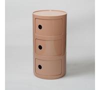 Générique Componibili 2/3/4 Portes Table D'appoint avec Porte Coulissante Meuble Conteneur Léger Et Pratique Table De Chevet Plastique Ronde Étagères avec Tiroirs Armoire Rangement(Dirty Pink,3 Tier)