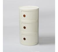 Générique Componibili 2/3/4 Portes Table D'appoint avec Porte Coulissante Meuble Conteneur Léger Et Pratique Table De Chevet Plastique Ronde Étagères avec Tiroirs Armoire Rangement(Beige,3 Tier)