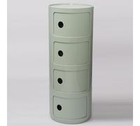 Générique Componibili 2/3/4 Portes Table D'appoint avec Porte Coulissante Meuble Conteneur Léger Et Pratique Table De Chevet Plastique Ronde Étagères avec Tiroirs Armoire Rangement(Mint Green,4 Tier)