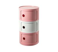 Générique Componibili 2/3/4 Portes Table D'appoint avec Porte Coulissante Meuble Conteneur Léger Et Pratique Table De Chevet Plastique Ronde Étagères avec Tiroirs Armoire Rangement(Pink White,3 Tier)