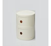 Générique Componibili 2/3/4 Portes Table D'appoint avec Porte Coulissante Meuble Conteneur Léger Et Pratique Table De Chevet Plastique Ronde Étagères avec Tiroirs Armoire Rangement(Beige,2 Tier)