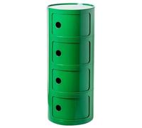 Générique Componibili 2/3/4 Portes Table D'appoint avec Porte Coulissante Meuble Conteneur Léger Et Pratique Table De Chevet Plastique Ronde Étagères avec Tiroirs Armoire Rangement(Green,4 Tier)