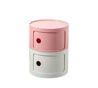Générique Componibili 2/3/4 Portes Table D'appoint avec Porte Coulissante Meuble Conteneur Léger Et Pratique Table De Chevet Plastique Ronde Étagères avec Tiroirs Armoire Rangement(Pink White,2 Tier)