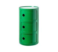 Générique Componibili 2/3/4 Portes Table D'appoint avec Porte Coulissante Meuble Conteneur Léger Et Pratique Table De Chevet Plastique Ronde Étagères avec Tiroirs Armoire Rangement(Green,3 Tier)