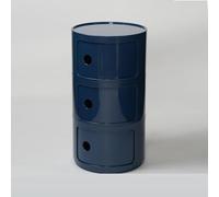 Générique Componibili 2/3/4 Portes Table D'appoint avec Porte Coulissante Meuble Conteneur Léger Et Pratique Table De Chevet Plastique Ronde Étagères avec Tiroirs Armoire Rangement(Steel Blue,3 Tier)