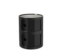 Générique Componibili 2/3/4 Portes Table D'appoint avec Porte Coulissante Meuble Conteneur Léger Et Pratique Table De Chevet Plastique Ronde Étagères avec Tiroirs Armoire Rangement(Black,2 Tier)