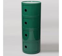 Générique Componibili 2/3/4 Portes Table D'appoint avec Porte Coulissante Meuble Conteneur Léger Et Pratique Table De Chevet Plastique Ronde Étagères avec Tiroirs Armoire Rangement(Dark Green,4 Tier)