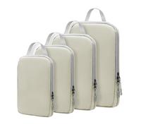 Générique Compression Packing Cubes, 4-Piece Luggage Organizer Set, Reusable Vacuum Carry Bag, Space-Saving Storage Pouch, Ideal for Suitcase, Flight, Camping, Black/Light Blue/Apricot/Gray