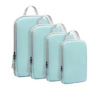Générique Compression Packing Cubes for Travel, 4 Piece Luggage Organizers, Reusable Vacuum Carry Bags, Design, Lightweight, for Suitcase, Flights, Camping Black, Light Blue, Apricot, Gray