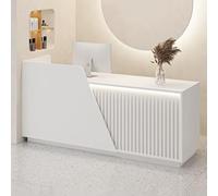 Générique Comptoir Caisse Commercial avec Passe Cables, Comptoir Accueil avec Tiroirs Verrouillables et Armoire de Rangement, for Salon de Coiffure, Boutique, Bureau