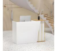 Générique Comptoir d'accueil avec éclairage LED, tiroirs et étagère verrouillables, Table de comptoir de 120 cm, mobilier d'accueil Moderne en Finition Bois.