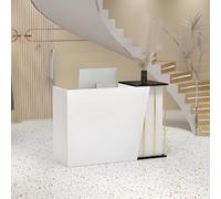 Générique Comptoir d'accueil avec éclairage LED, tiroirs verrouillables et étagère - Comptoir Moderne pour Bureaux et commerces, Motif Pierre Noire, 100 cm/39,3 po. Mobilier d'accueil élégant.