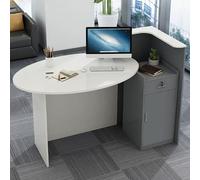 Générique Comptoir d'accueil avec Plateau Ovale, étagère réglable et tiroirs verrouillables - Comptoir de Caisse 55,1 Pouces pour Bureau, institut de beauté, Magasin - Finition Gris Droit