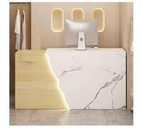 Générique Comptoir d'accueil Moderne avec éclairage LED, Petit comptoir de Caisse pour Magasin de vêtements et Salon de beauté, Table d'accueil élégante (F-4, R-47,2 x 23,6 x 35,4 Pouces)