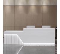Générique Comptoir de réception Moderne - Comptoir de Bureau Blanc avec éclairage tamisé, comptoir élégant pour Petites Entreprises et espaces de réception, comptoir de réception de 140 cm