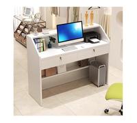 Générique Comptoir de réception Moderne pour Caisse de Magasin, Bureau de Transaction Multifonctionnel avec Finition Blanche, Table de comptoir d'accueil de Bureau (Blanc, L100cm/39.7in)