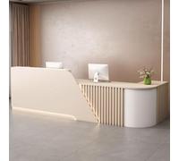 Générique Comptoir de réception Moderne pour Salon de beauté - Élégant comptoir de réception avec Rangement pour instituts de beauté et Petites Entreprises - Comptoir de réception Beige de 1,2 m