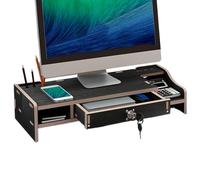 Générique Computer Monitor Stand Wooden Desktop Organizer Riser with Storage Shelf for Laptop Printer PC Screen, Space-Saving Wood Monitor Riser for Home Office Dormitory Hotel Restaurant Bedroom