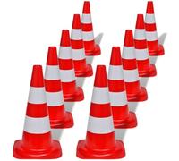 Générique Cône de signalisation réfléchissant 10 pcs 50 cm Rouge et Blanc,Entreprise & Industrie,Signalétique,Panneaux de signalisation routière,7.23 KG,141818