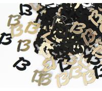 Générique Confettis Décoratifs Numéro 13 Or, Décoration de Table Bar Mitzvah, Accessoires pour Fête d'Anniversaire (Black Silver)