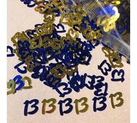 Générique Confettis Décoratifs Numéro 13 Or, Décoration de Table Bar Mitzvah, Accessoires pour Fête d'Anniversaire (Gold and blue)