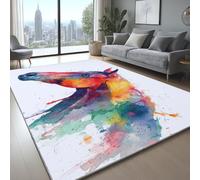 Générique Confortable Tapis Fantaisie Aquarelle Animal Cheval Polyester Doux Poil Ras Tapis pour Salon Chambre Couloir Chambre d'enfant et Bébé Multicolore, 160 x 230 cm