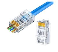 Générique Connecteur de prise modulaire CAT5E RJ45, UTP Pass Through Ethernet, extrémité en cristal plaqué or 8P8C à sertir(50PCS)