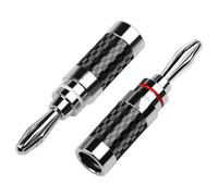 Générique Connecteurs de Bouchons de Banane en Fibre de Carbone en Haut Amplificateur de Câble de Haut-parleur Connecteur de Verrouillage à vis de Bouchon Sans Soudage (2 pièces)