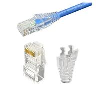Générique Connecteurs de passage RJ45 Cat6/6a, 1 à 100 pièces, bottes anti-traction EZ for sertir les couvercles de câbles de connecteurs modulaires(10pcs,Black)
