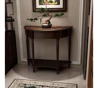 Générique Console de Rangement pour entrée, Table d'appoint étroite, Console en Bois Massif en Forme de Demi-Lune avec tiroir et étagère de Rangement Semi-Circulaire pour Salon et entrée.