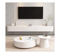 Générique Console d'entrée Fine avec étagère intégrée derrière Le canapé, en marbre et Miroir, Style Moderne. Meuble TV Suspendu avec tiroirs et rangements, Blanc, 160 cm