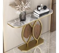 Générique Console Glam - Table d'entrée étroite avec Base en métal, élégante Table d'appoint derrière Le canapé, Table de Couloir Facile à Assembler (Doré A, 120 cm/47,2")