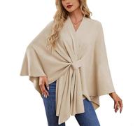 Générique Consolidateh Sweater, Elegant Shawl Wrap Soft Open Front Poncho Cardigan with Cape Design, Lightweight Knit for Travel Office