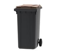 Générique Conteneur à roulettes 240L gris avec couvercle brun | Conteneur 240l conform EN 840, HDPE recyclable