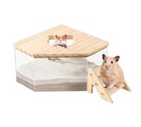 Générique Conteneur pour Bain De Sable Hamster - Boîte De Toilettage Animaux 10 Cm | Maison De Sable pour Petit Animal | Abri Habitat Hygiénique en Bois Et Pet | Tailles Carrée Et Pentagone