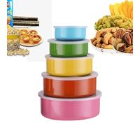 Générique Conteneurs De Congélation En Acier Inoxydable - Lot De 5 Boîtes À Lunch Avec Couvercle Étanche | Boîtes À Lunch Rondes De Qualité Alimentaire Pour Les Collations De Fruits Et Légumes Secs