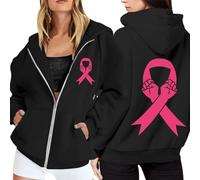 Générique Contre Le Cancer du Sein Fight for A Matters Pull à Capuche Sweats surdimensionnés Sweats à Manches Longues Pull Vêtements d'hiver avec Poche Chaîne Frères et sœurs Simple Baggy Femmes