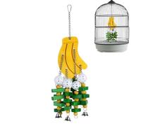 Générique Conure Toys - Wood PP Iron Chain 15x50cm | Banana Design Parrot Chewing and Shredding Toy | Bird Beak Care and Stress Relief Cage Accessory for Cockatiel Conure Parrots Garden Backyard Play