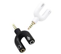 Générique Convertisseur de Microphone 3,5 mm en PVC Blanc, répartiteur Audio Double Prise Femelle pour Casque et Microphone, adapté aux Applications Mobiles, Pack de 2 pièces