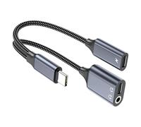 Générique Convertisseurs USB C auxiliaires en Alliage avec, Grey | Dongle musical compact et portable avec double port, qualité sonore haute fidélité pour écouteurs et appareils