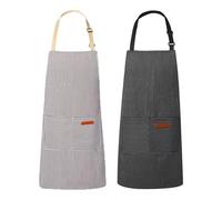 Générique Cooking Apron - 25.59 inches Adjustable Kitchen Aprons for Waiters, Stylists with Utility Function, 2-Pocket Apron for Baking Gardening Dishwashing, Sturdy Polyester Material, Everyday Pack