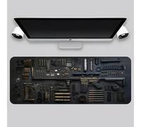 Générique Cool Military Weapon Build Weapon Parts Display Large Gaming Mouse Pad, Military Weapon Parts Design, for Laptop and Desktop Use (3mmG,15.7 * 35.4 in)