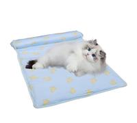 Générique Cooling Dog Bed, Ice Silk Soft Washable Cat Cooling Mat, Cute Sleeping Pad with Pillow, Kitten Pad Cushion, Puppy Blanket for Cats & Dogs, Breathable, Indoor/Outdoor Use
