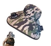 Générique Cooling Fishing Hat - Active Airflow & High UV Protection Wide Brim Design, Power Source + Adjustable Chin Strap | Water Fabric - for Beach Days & Hiking Trips