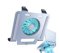Générique Cooling Laptop Stand - Folding Desk Riser with Fan, 3-Speed Blue Light Base with Grip, Metal Frame Pair with Hold, Tech Decor Feature, Supplies for Home, Office, Work