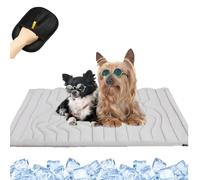 Générique Cooling Mat, Cooling Crate Pad for Dogs,Washable Foldable Self Coolings Blanke,Non Gel, Machine Washable for All Breeds & Sizes (Cream Gray,Small)